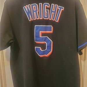 METs Men's Black Jersey with Blue and Red Accents